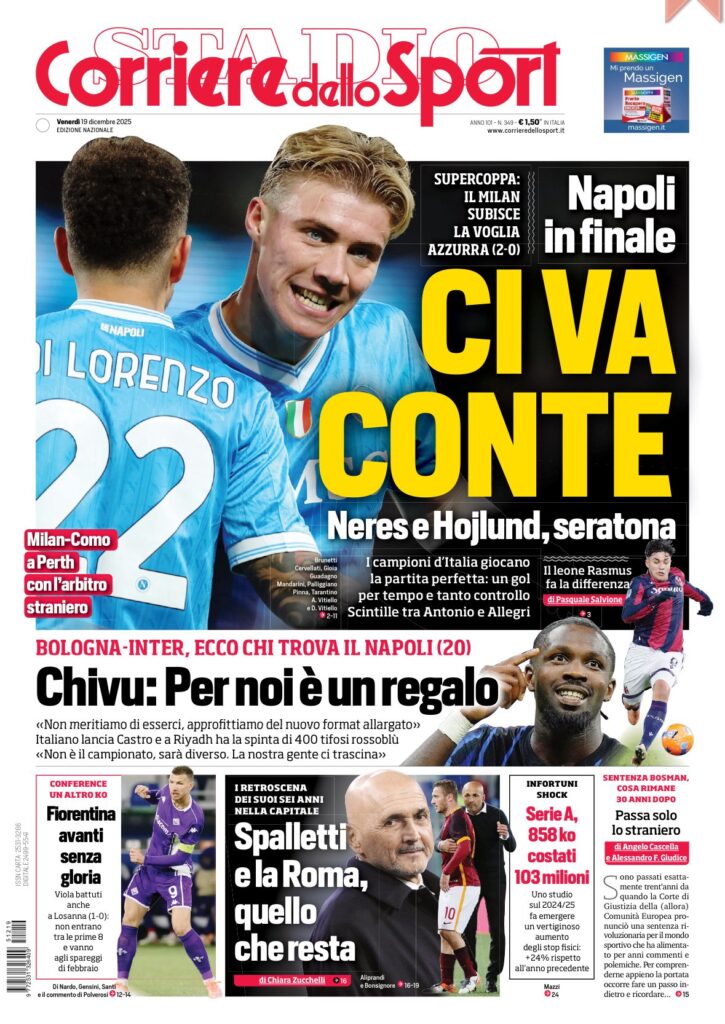 Le prime pagine sportive nazionali – 19 dicembre 2025 33 IMG 0951