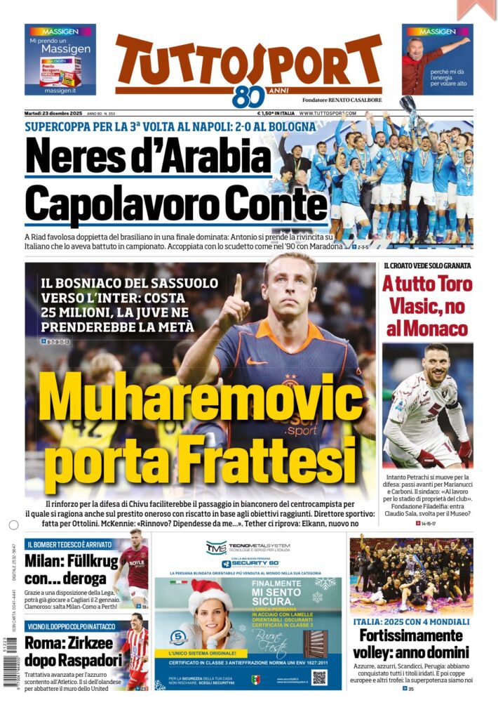 Le prime pagine sportive nazionali – 23 dicembre 2025 32 IMG 1020