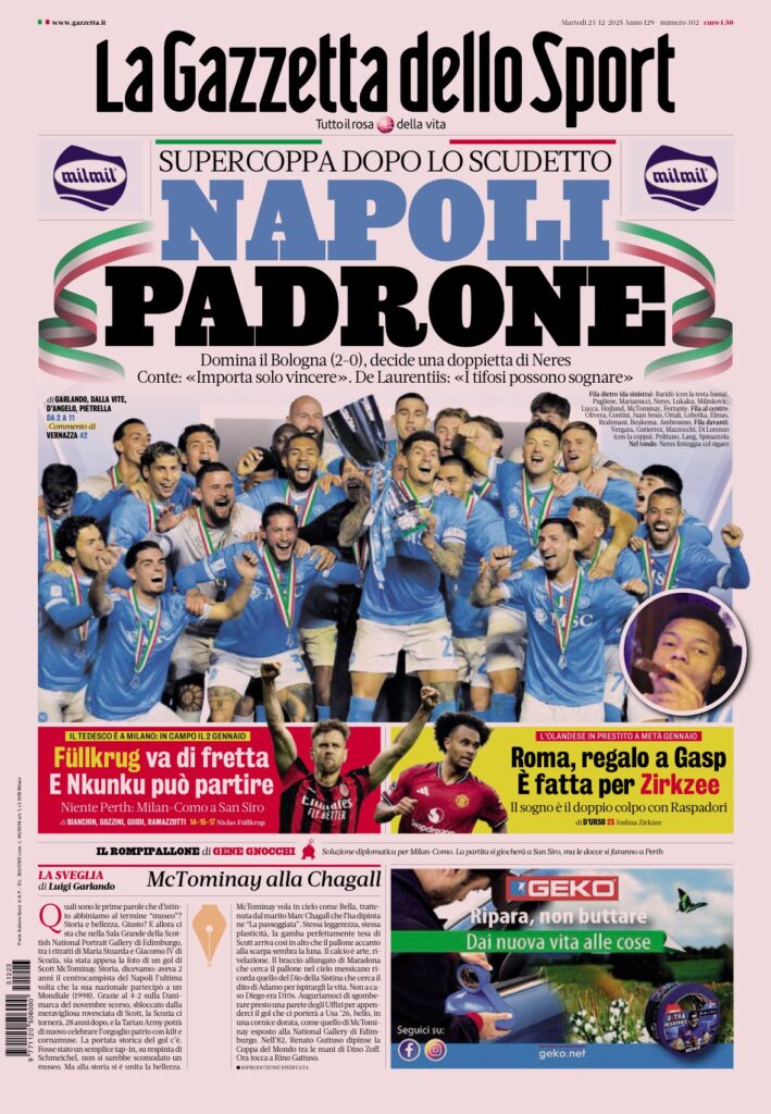 Le prime pagine sportive nazionali – 23 dicembre 2025 34 IMG 1022