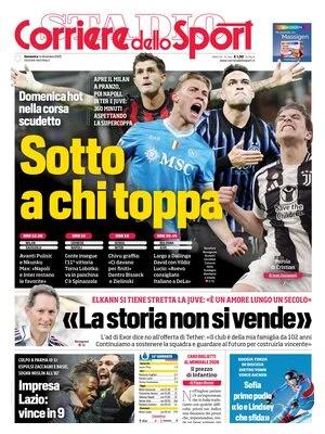 Le prime pagine sportive nazionali – 14 dicembre 2025 33 corriere dello sport 0205340nm