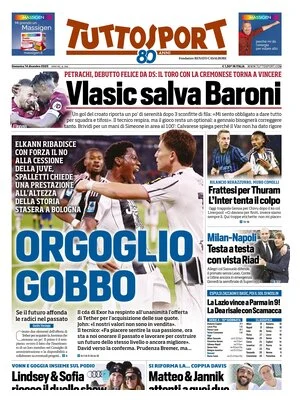 Le prime pagine sportive nazionali – 14 dicembre 2025 32 tuttosport 0204531vi