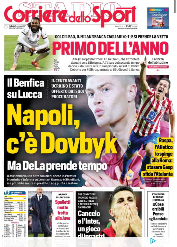 Le prime pagine dei giornali - 3 gennaio 2026 33 IMG 1103