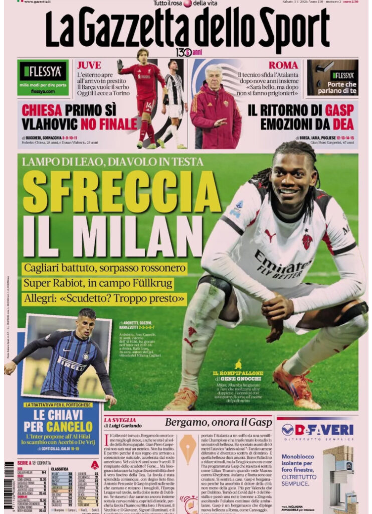 Le prime pagine dei giornali - 3 gennaio 2026 34 IMG 1104