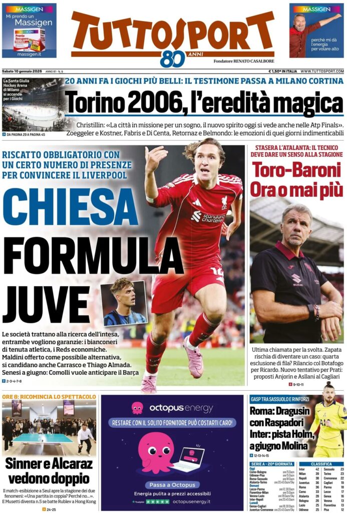 Le prime pagine dei quotidiani sportivi - 10 gennaio 2026 34 IMG 1196