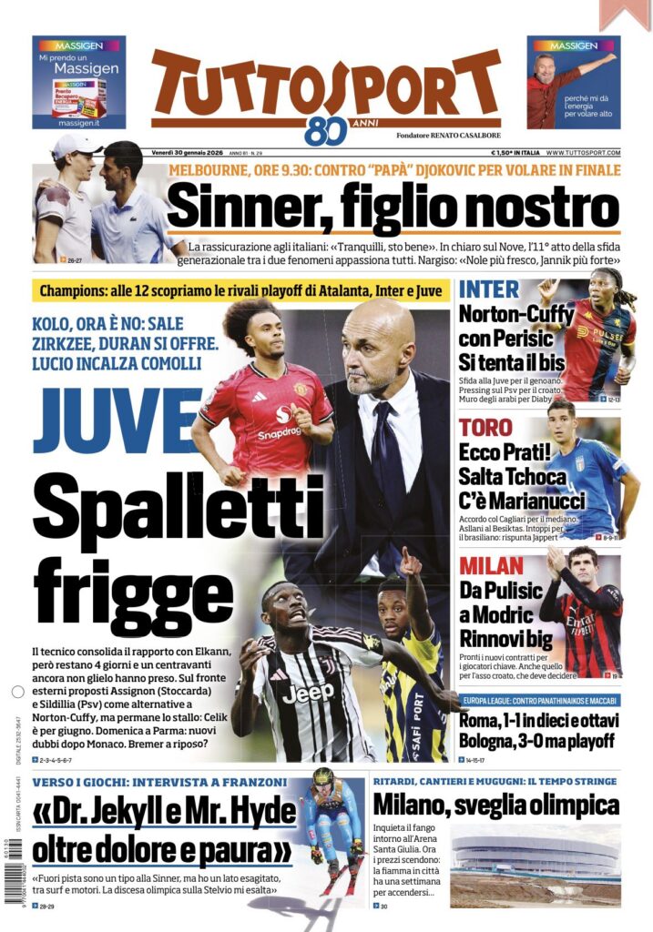 Le prime pagine dei quotidiani sportivi – 30 gennaio 2026 32 IMG 1571