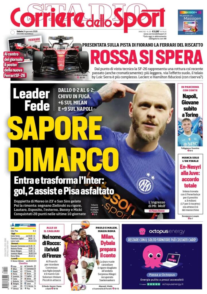 Le prime pagine dei quotidiani sportivi - 24 gennaio 2026 32 WhatsApp Image 2026 01 24 at 07.29.18
