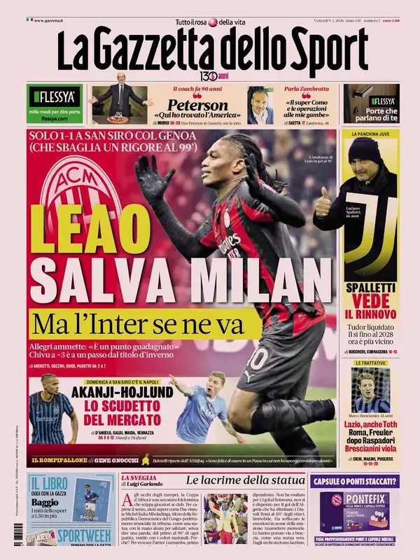 Le prime pagine dei quotidiani sportivi - 9 gennaio 2026 32 image 3