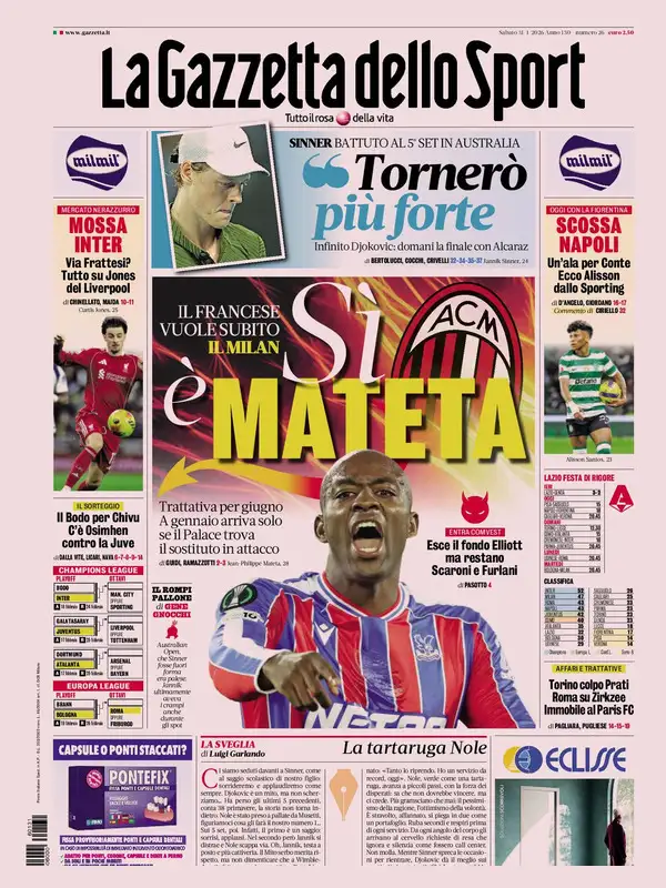 Le prime pagine dei quotidiani sportivi – 31 gennaio 2026 32 image 42