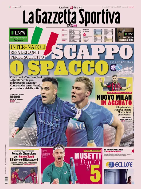 Le prime pagine dei quotidiani sportivi - 11 gennaio 2026 32 image 7