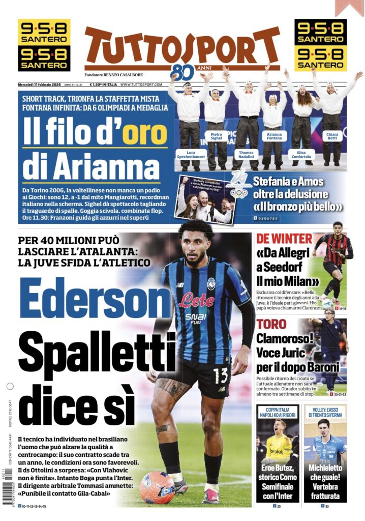 Le prime pagine dei quotidiani sportivi – 11 febbraio 2026 32 IMG 1716
