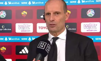 Allegri risponde alle domande dei giornalisti dopo una partita del Milan