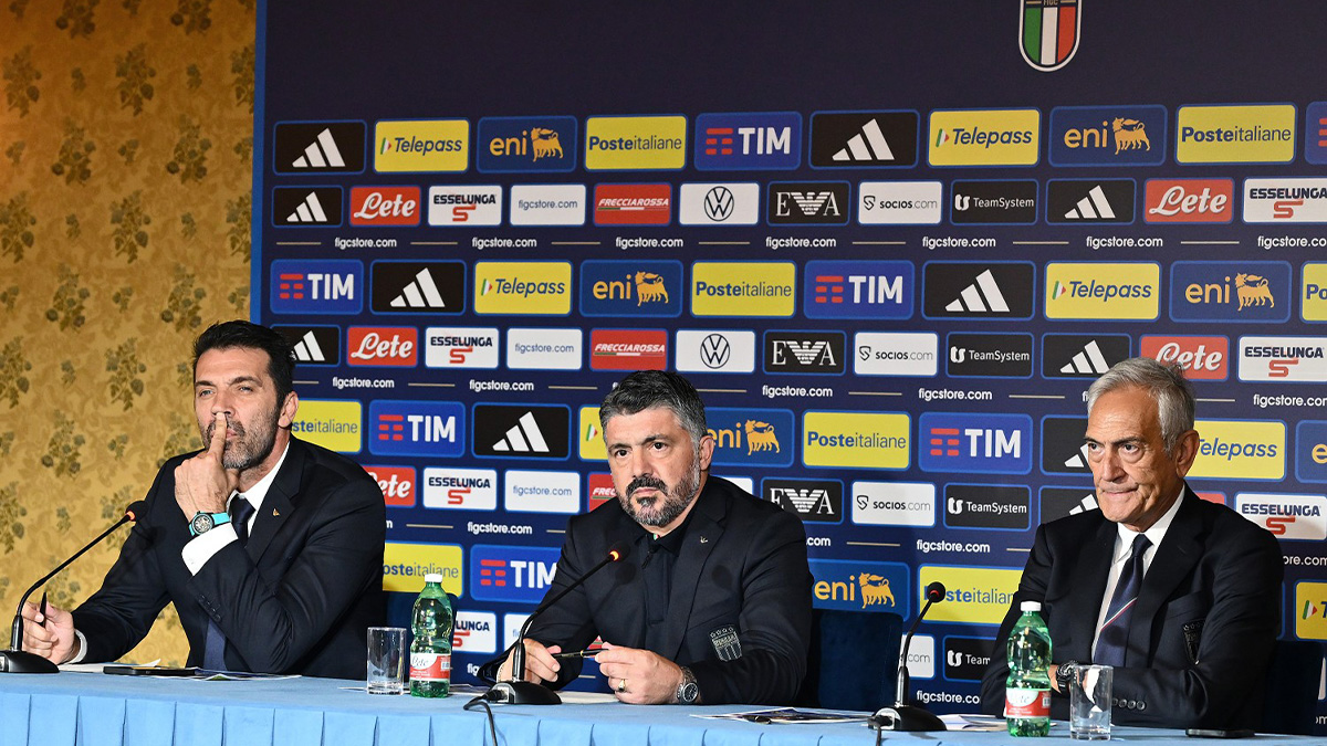 conferenza stampa Gattuso Gravina Buffon