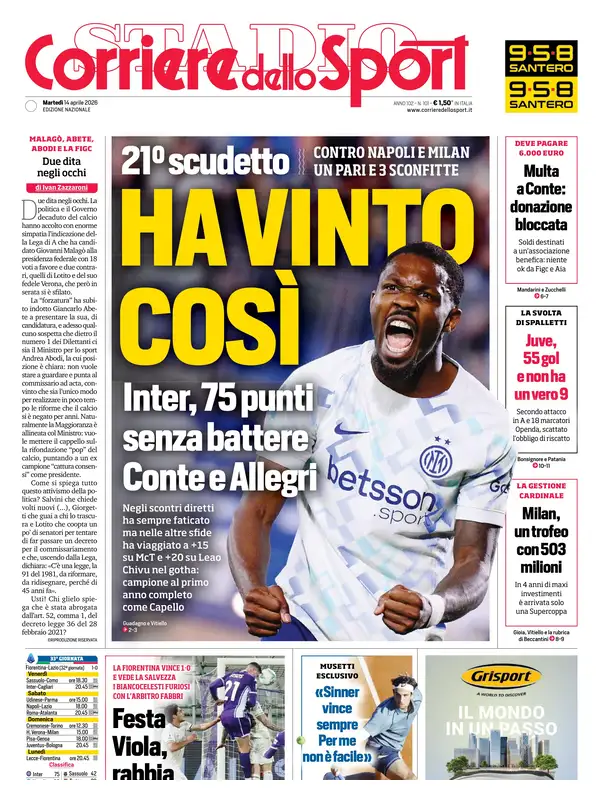 Le prime pagine dei quotidiani sportivi – 14 aprile 2026 33 image 25