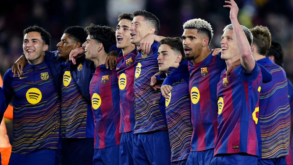Barcellona esultanza squadra