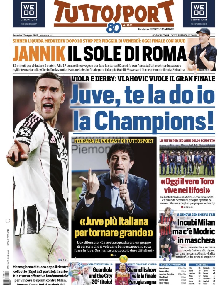 Le prime pagine dei quotidiani sportivi – 17 maggio 2026 32 IMG 3217