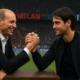 Allegri e Chivu si sfidano a braccio di ferro a San Siro, immagine creata con intelligenza artificiale