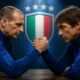 Allegri e Conte si sfidano a braccio di ferro per la panchina dell'Italia, immagine creata con intelligenza artificiale