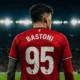 Bastoni di spalle con la maglia numero 95 del Manchester United, immagine creata con intelligenza artificiale
