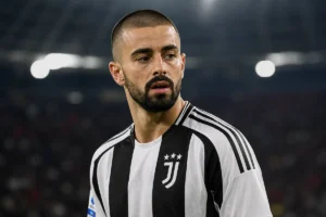 Zhegrova con la maglia della Juventus, immagine creata con intelligenza artificiale