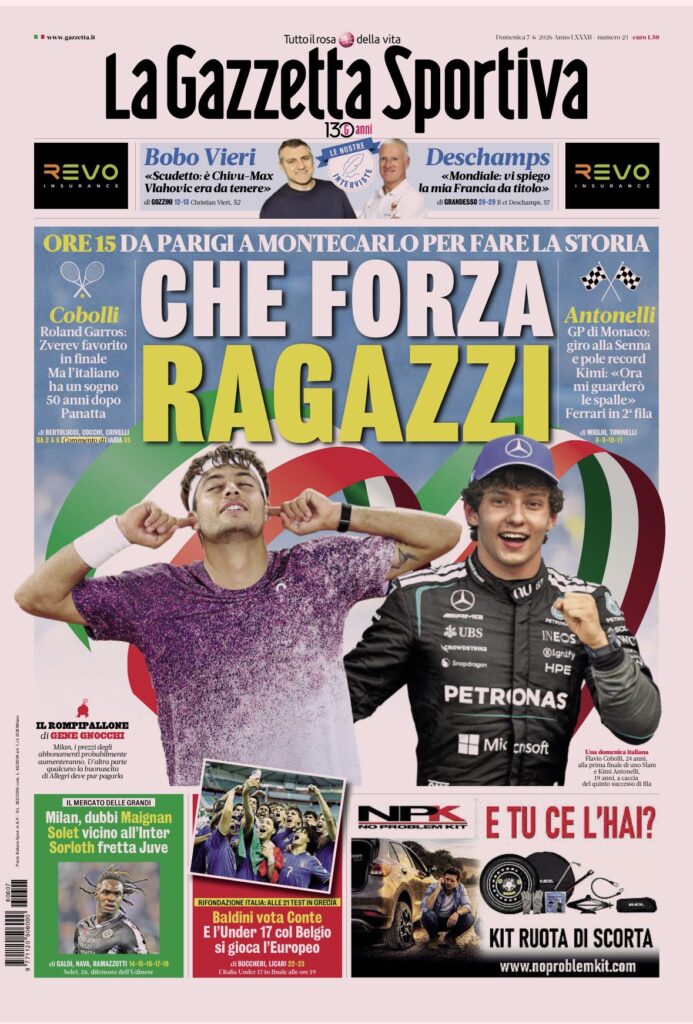 Le prime pagine dei quotidiani sportivi – 7 giugno 2026 34 IMG