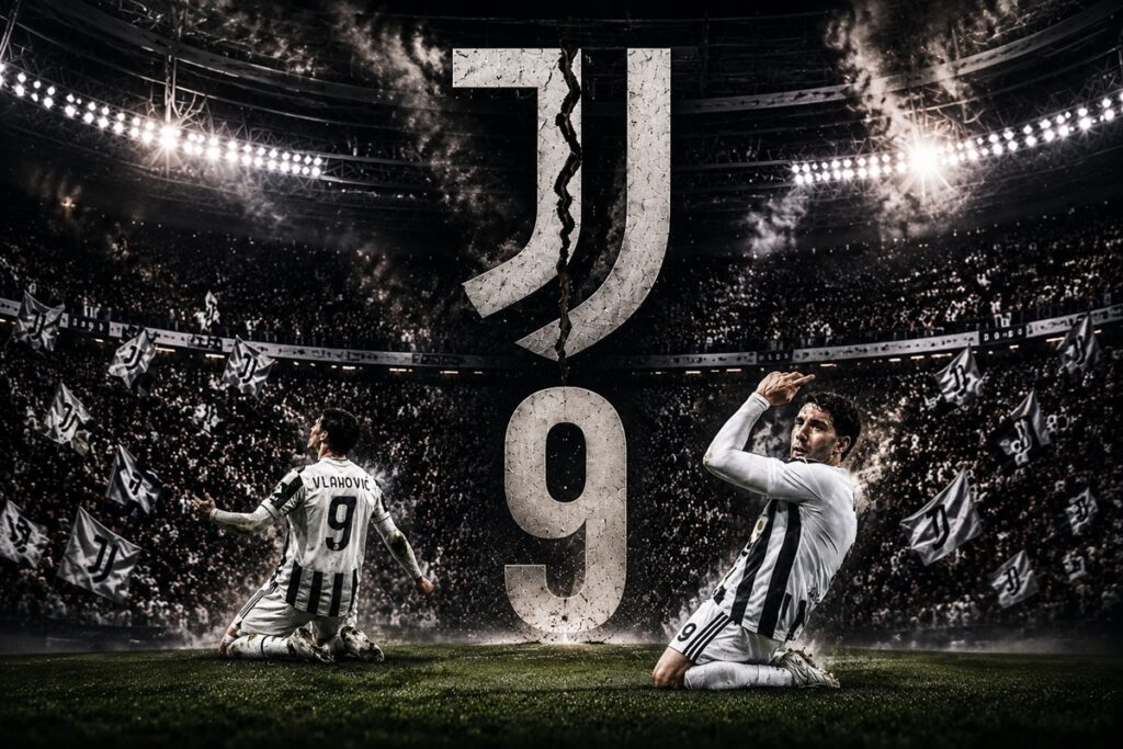Vlahovic esulta con la Juventus