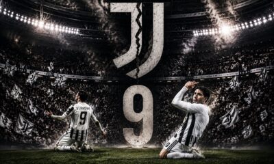 Vlahovic esulta con la Juventus