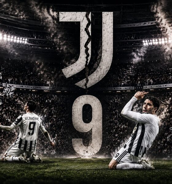 Vlahovic esulta con la Juventus