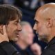 Il saluto tra Guardiola e Conte