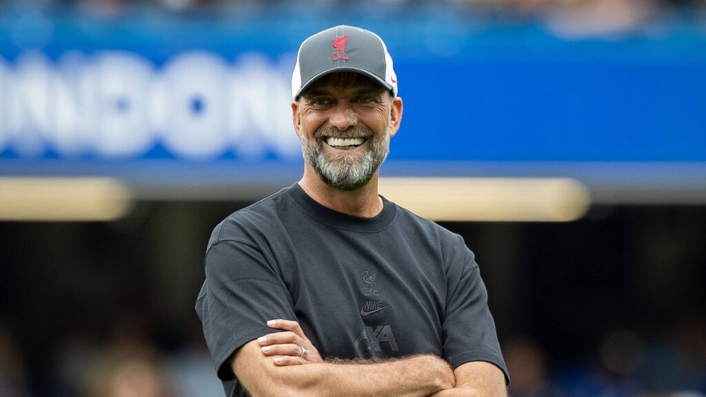 Chelsea v Liverpool Premier League 13/08/2023. Liverpool manager Jurgen Klopp during the warm up before the Premier Leag