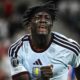 L'esultanza di Brian Madjo dopo il suo gol in PSG Aston Villa