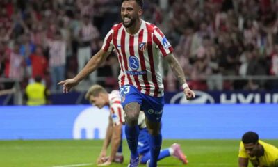 Nico Gonzalez esulta dopo un gol con l'Atletico Madrid