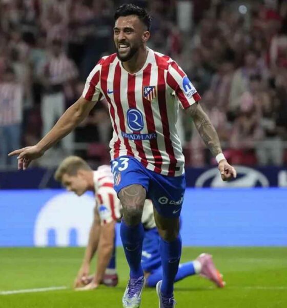 Nico Gonzalez esulta dopo un gol con l'Atletico Madrid