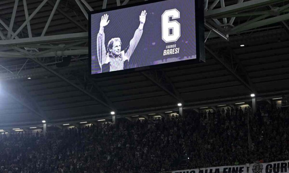 Juventus-Milan, omaggio a Franco Baresi all’Allianz Stadium: applausi e ricordo dei tifosi