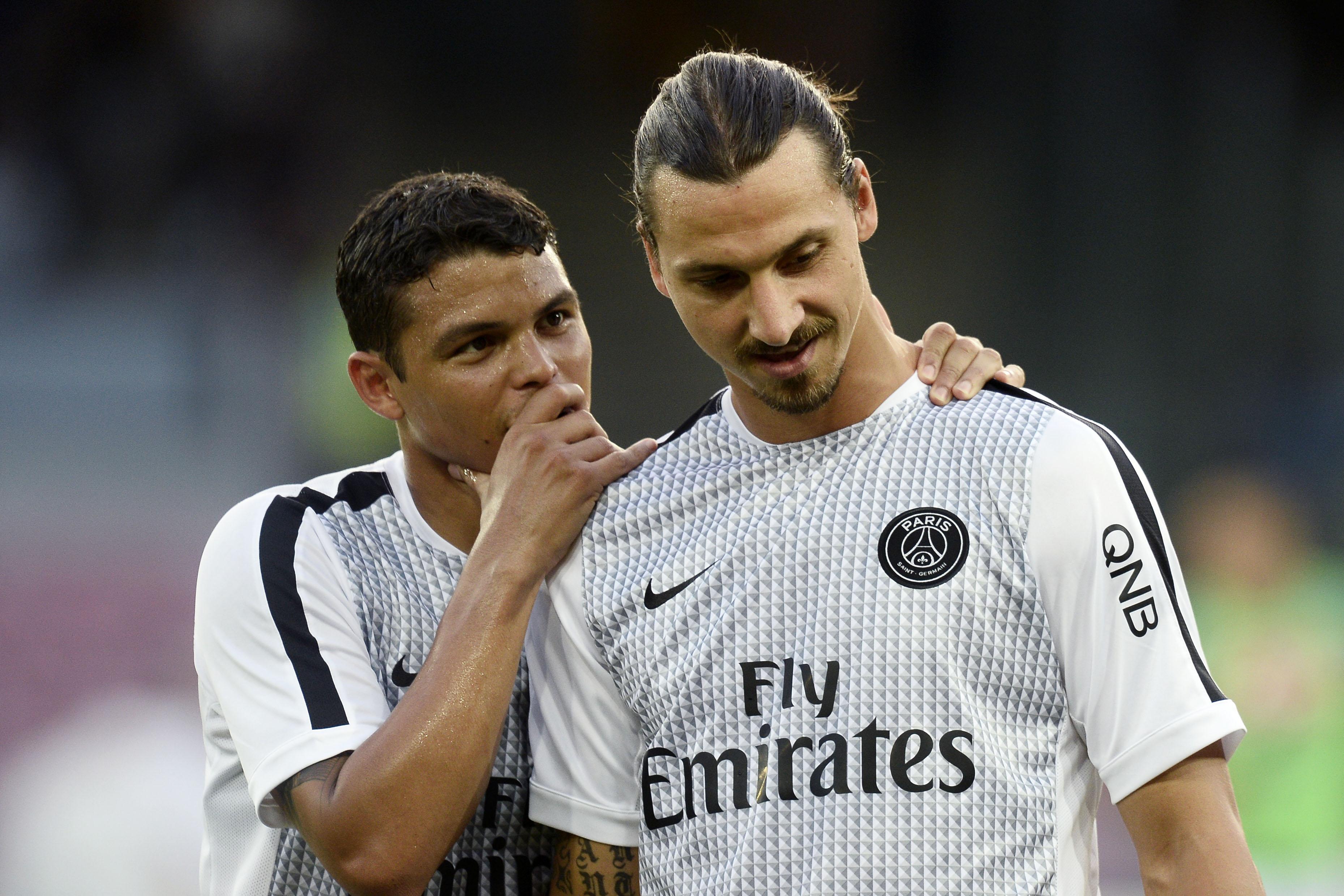 silva thiago ibrahimovic riscaldamento psg agosto 2014 ifa