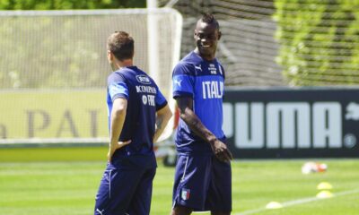 balotelli mario sorride allenamento italia maggio 2014